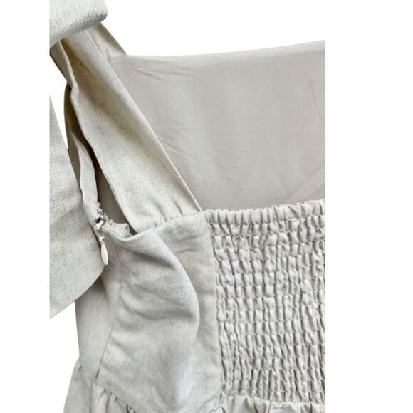 MIOU MUSE Dress Size Small Bow Tie Mini Linen Blend Square Neck NEW - Picture 9 of 12